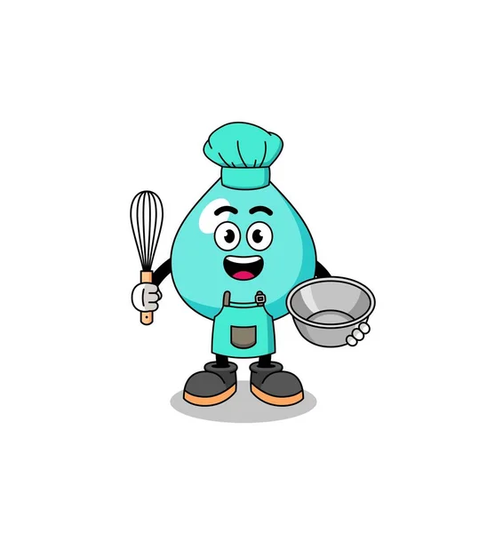 Ilustración Del Agua Como Chef Panadería Diseño Personajes — Vector de stock