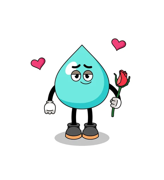 Water Mascot Falling Love Character Design — Stock Vector