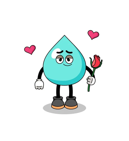 Mascotte Eau Tomber Amoureux Character Design — Image vectorielle