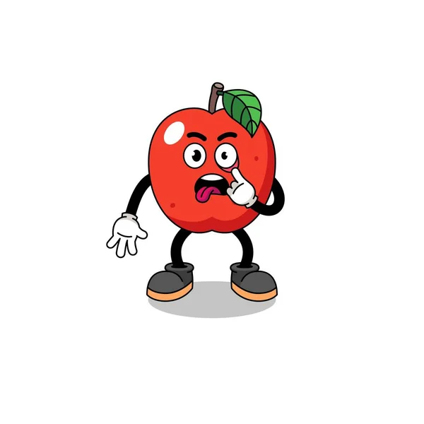 Character Illustration Apple Tongue Sticking Out Character Design — Stock Vector