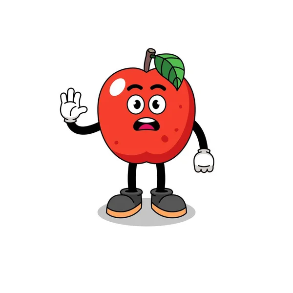 Apple Cartoon Illustration Doing Stop Hand Character Design — Stock Vector