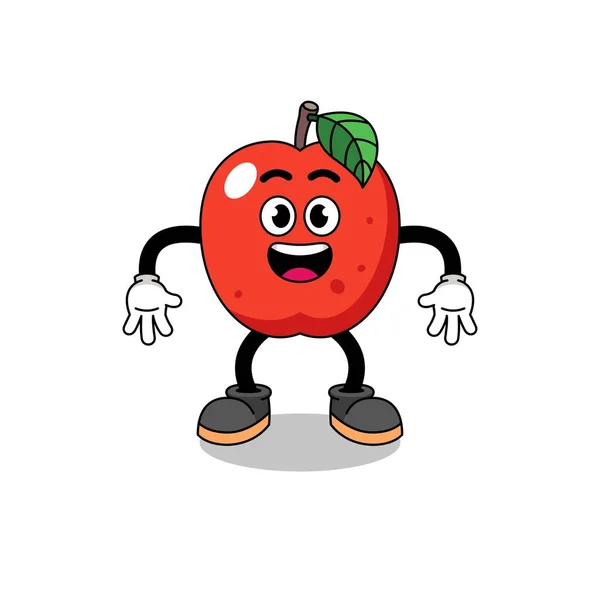 Apple Cartoon Surprised Gesture Character Design — Stock Vector
