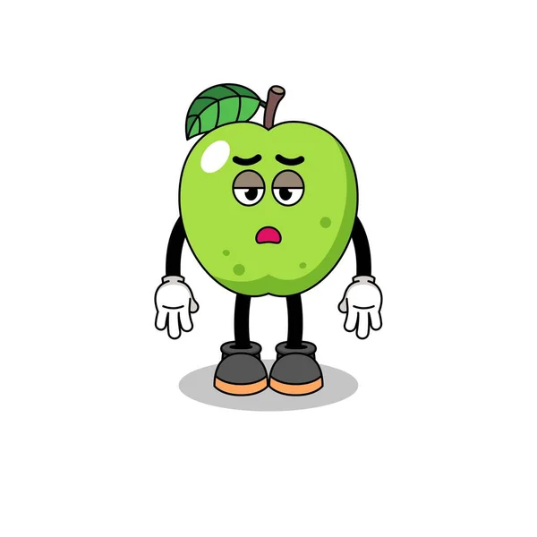 Green Apple Cartoon Fatigue Gesture Character Design — Stock Vector