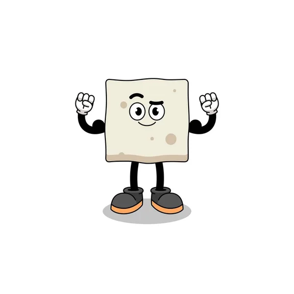 Mascot Cartoon Tofu Posing Muscle Character Design — 图库矢量图片