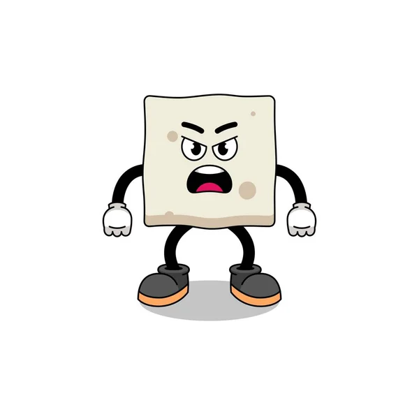 带有愤怒表情的豆腐卡通画 人物造型 — 图库矢量图片