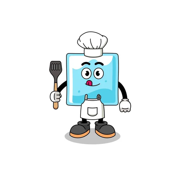 Mascotte Illustration Chef Bloc Glace Character Design — Image vectorielle