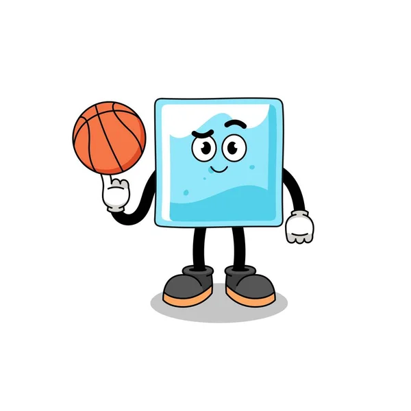 Illustration Bloc Glace Tant Que Joueur Basket Ball Character Design — Image vectorielle