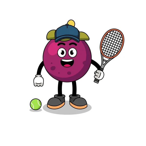 Illustration Mangoustan Tant Que Joueur Tennis Character Design — Image vectorielle