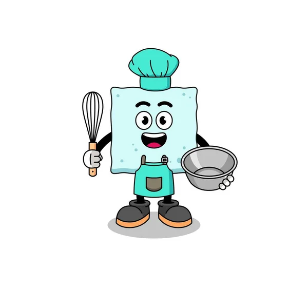 Illustration Cube Sucre Tant Que Chef Boulangerie Character Design — Image vectorielle