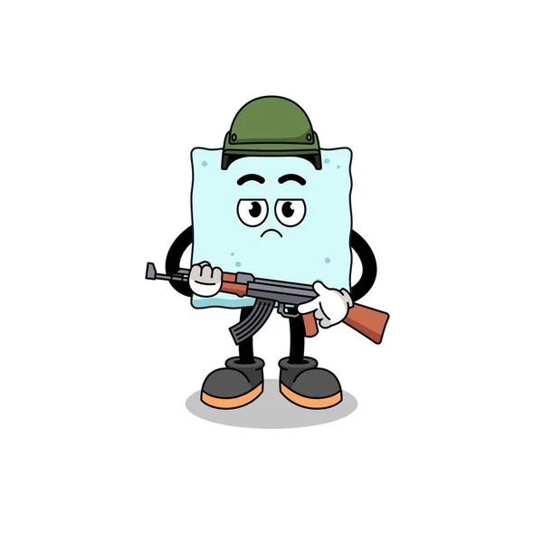 Cartone Animato Zucchero Cubo Soldato Character Design — Vettoriale Stock