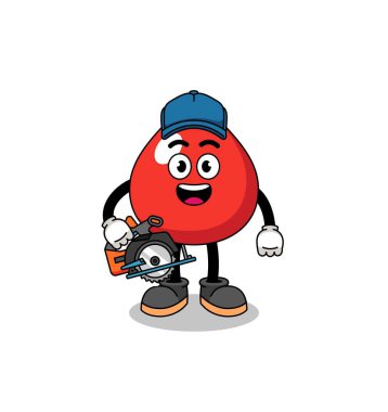 Bir ahşap işçisi olarak kanın çizgi film çizimi, karakter tasarımı