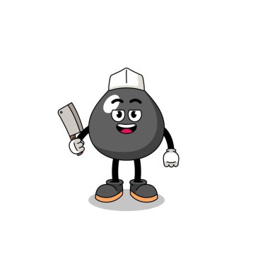 Kasap olarak yağ maskotu, karakter tasarımı.