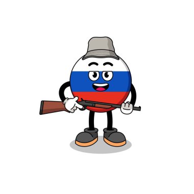 Rus bayrak avcısının çizgi film çizimi, karakter tasarımı