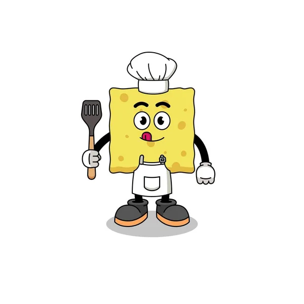 Mascotte Illustration Chef Éponge Character Design — Image vectorielle
