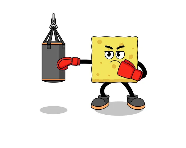 Ilustración Boxeador Esponja Diseño Personajes — Vector de stock