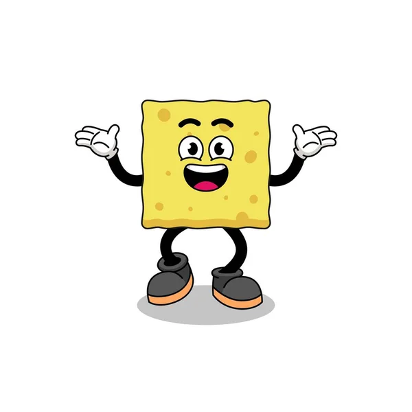 Sponge Cartoon Searching Happy Gesture Character Design — Stock Vector