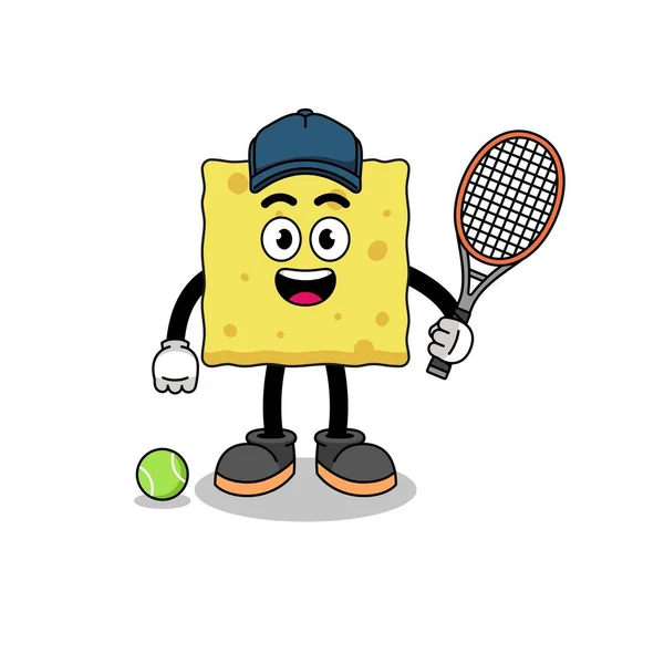 Illustration Éponge Tant Que Joueur Tennis Character Design — Image vectorielle