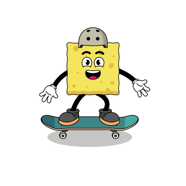 Spons Mascotte Spelen Een Skateboard Karakter Ontwerp — Stockvector