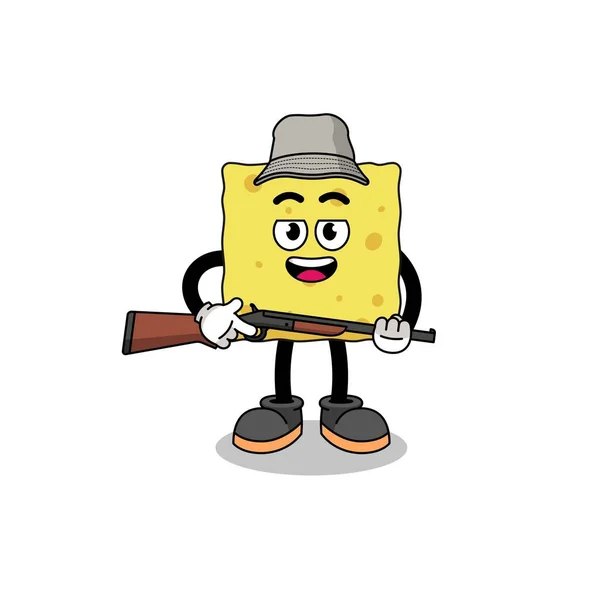 Cartoon Illustration Sponge Hunter Character Design — 스톡 벡터