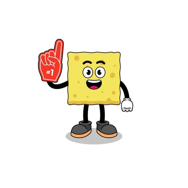 Cartoon Mascot Sponge Number Fans Character Design — Stock Vector