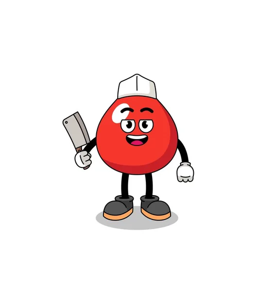 Mascote Sangue Como Açougueiro Design Caráter — Vetor de Stock