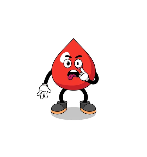 Personaje Ilustración Sangre Con Lengua Sobresaliendo Diseño Del Personaje — Vector de stock