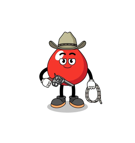 Mascote Caráter Sangue Como Cowboy Design Caráter — Vetor de Stock