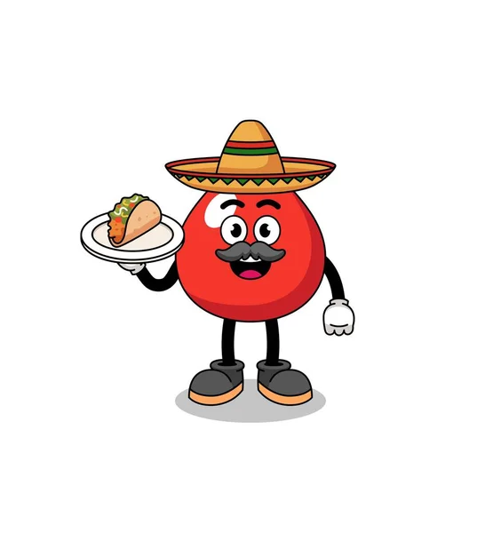 Desenho Animado Caráter Sangue Como Chef Mexicano Projeto Caráter — Vetor de Stock