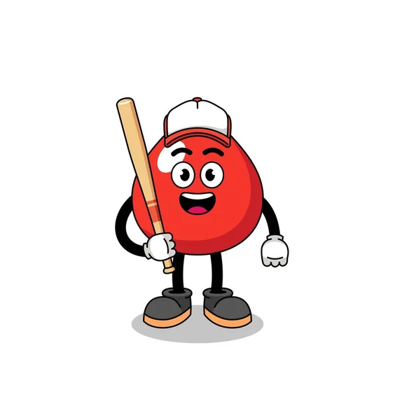 Mascotte Sang Dessin Animé Tant Que Joueur Baseball Character Design — Image vectorielle