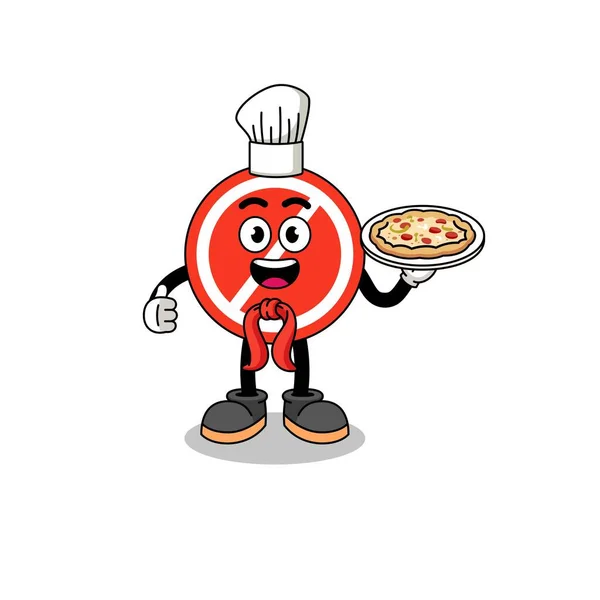 Illustratie Van Stopbord Als Italiaanse Chef Kok Karakter Ontwerp — Stockvector