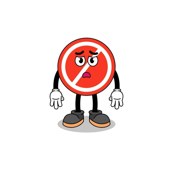 Stop Sign Ilustración Dibujos Animados Con Cara Triste Diseño Personajes — Vector de stock