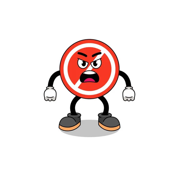 Stoppschild Cartoon Illustration Mit Wütendem Gesichtsausdruck Charakterdesign — Stockvektor