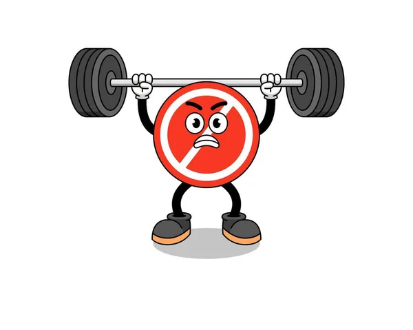 Dur işareti çizgi filmi halter kaldırıyor, karakter tasarımı