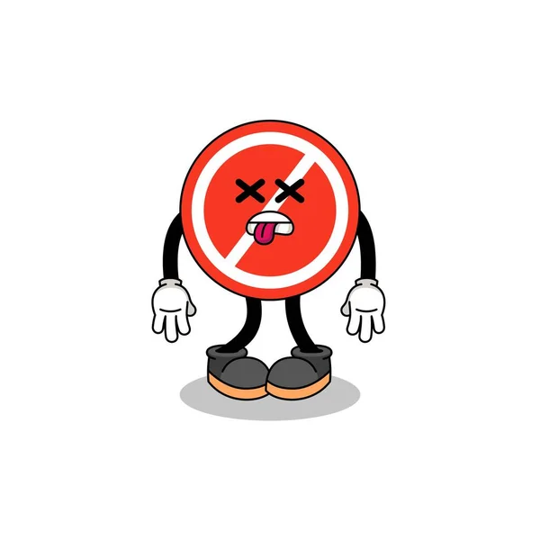 Stop Teken Mascotte Illustratie Dood Karakter Ontwerp — Stockvector
