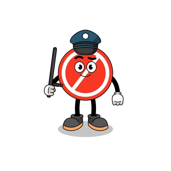 Cartoon Illustration Stop Sign Police Character Design — Stock Vector