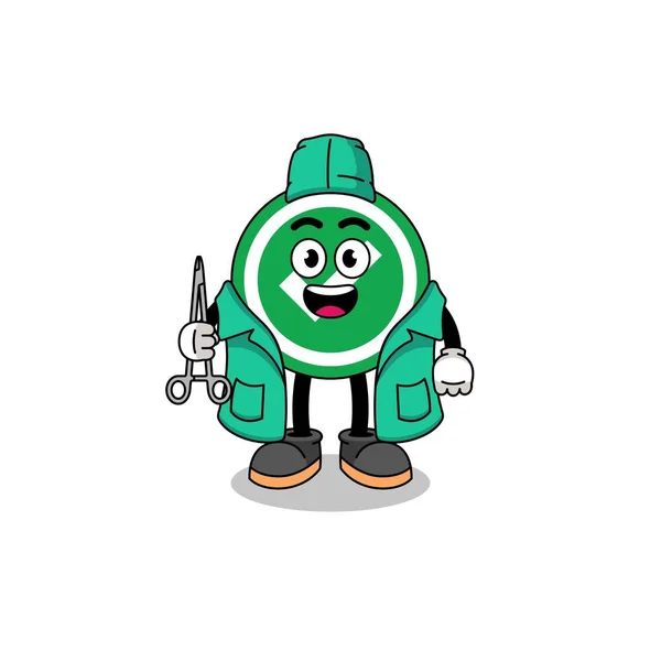 Illustration Check Mark Mascot Surgeon Character Design — Stock Vector