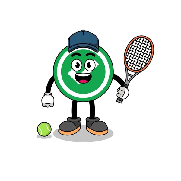 Häkchenabbildung Als Tennisspieler Charakterdesign — Stockvektor