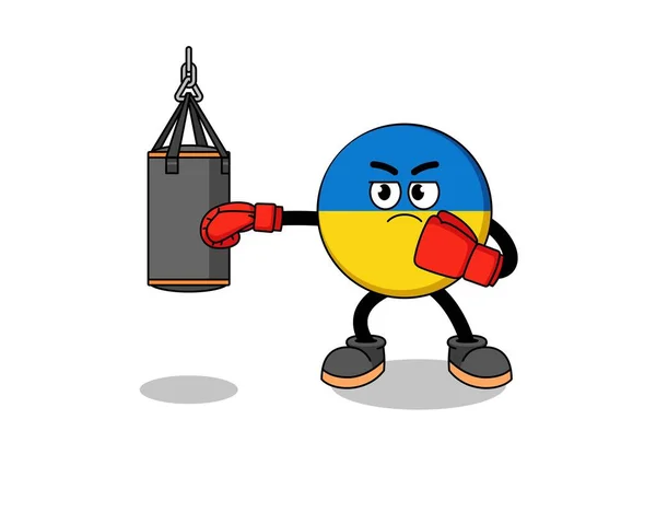 Ilustração Boxer Bandeira Ucraniana Design Personagem — Vetor de Stock