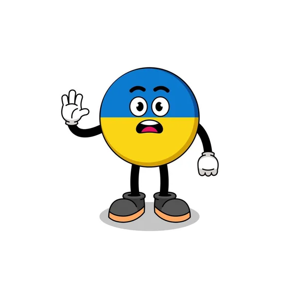 Ukraine Flag Cartoon Illustration Tun Stop Hand Charakter Design — Stockvektor