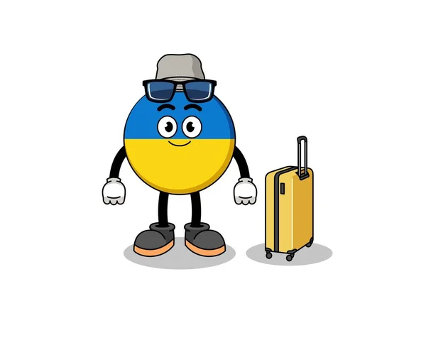 Ukraine Flag Mascot Doing Vacation Character Design — Stock Vector