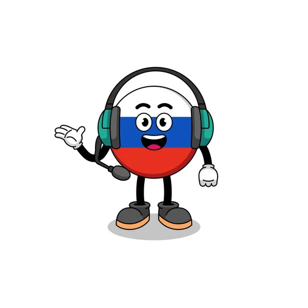 Mascot Illustration Russia Flag Customer Services Character Design — 스톡 벡터