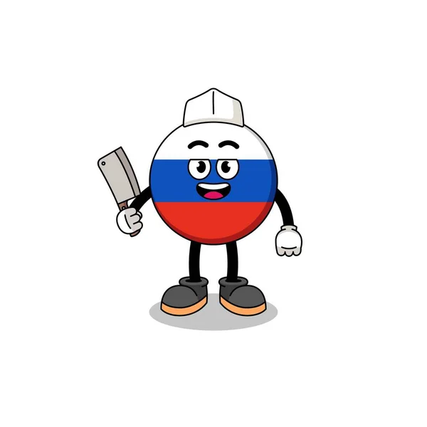 Mascote Bandeira Rússia Como Açougueiro Design Caráter —  Vetores de Stock