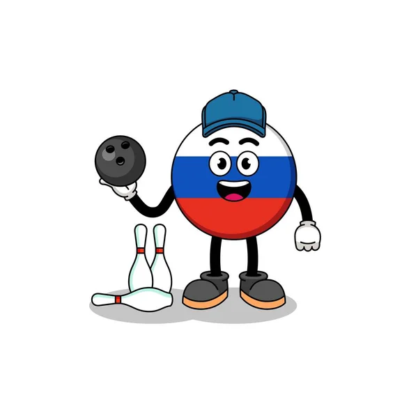 Mascot Russia Flag Bowling Player Character Design — Stock Vector