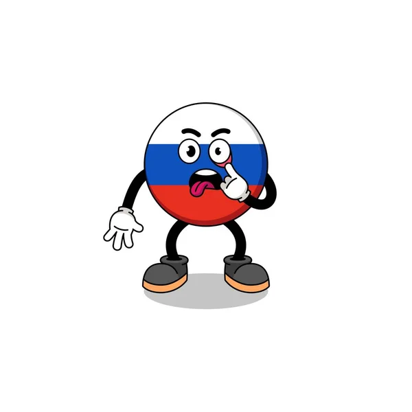 带有舌头突出的俄罗斯国旗的字符标注 字符设计 — 图库矢量图片