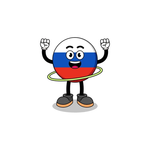 Caractère Illustration Drapeau Russe Jouant Hula Hoop Character Design — Image vectorielle