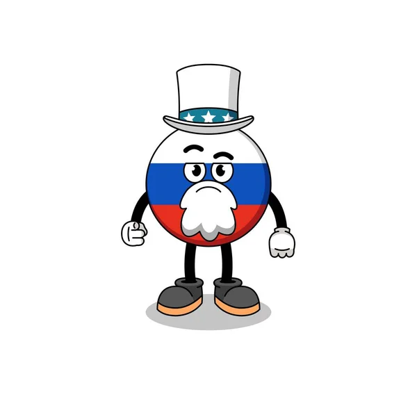 Ілюстрація Мультфільму Прапором Росії Хочу Щоб Зробили Жест Дизайн Персонажів — стоковий вектор