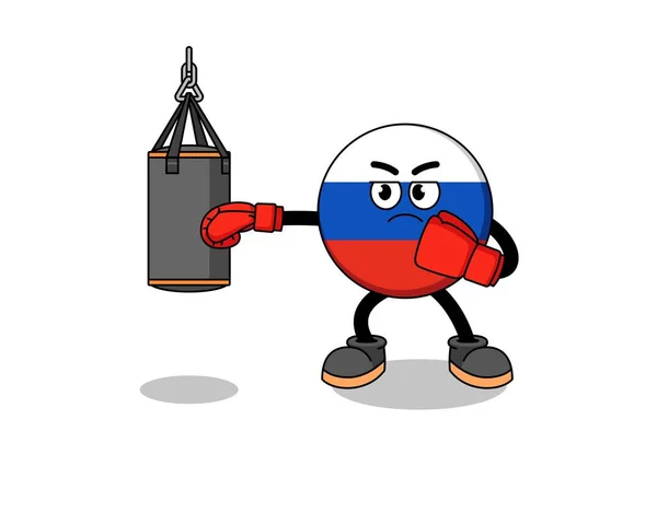 Ilustração Bandeira Rússia Boxer Design Personagem —  Vetores de Stock