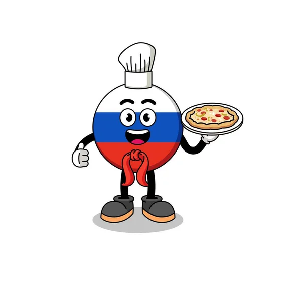 Ilustración Bandera Rusia Como Chef Italiano Diseño Personajes — Vector de stock
