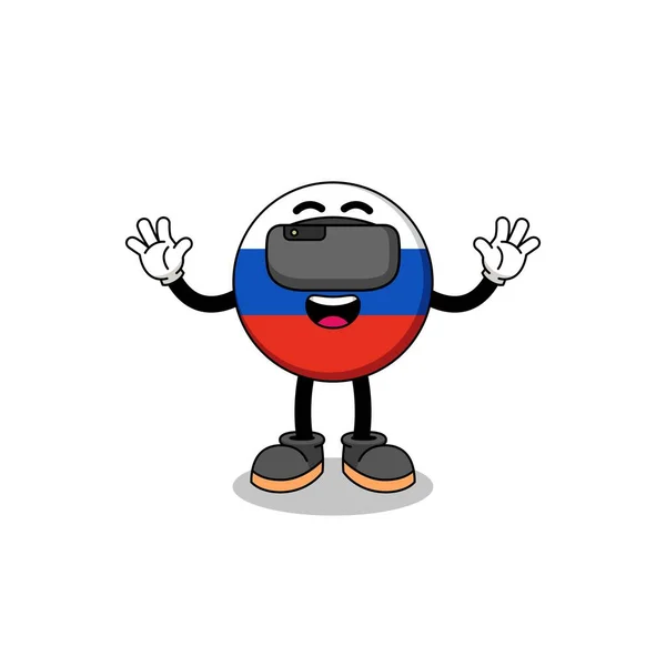 Illustration Rysk Flagga Med Headset Teckendesign — Stock vektor