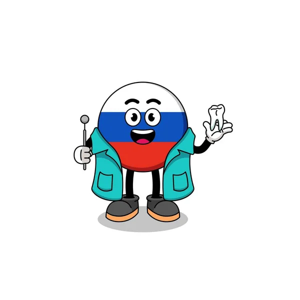 Rusya Bayrak Maskotunun Dişçi Olarak Tasviri Karakter Tasarımı — Stok Vektör